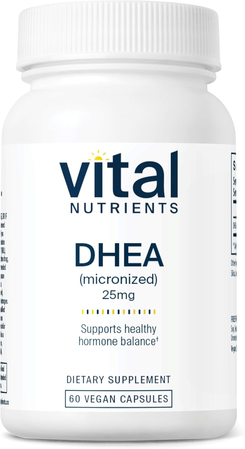 Vegan Micronized DHEA 25mg Supplement for Hormone Balance & Metabolism Support - Gluten, Dairy, Soy Free - 60 Capsules