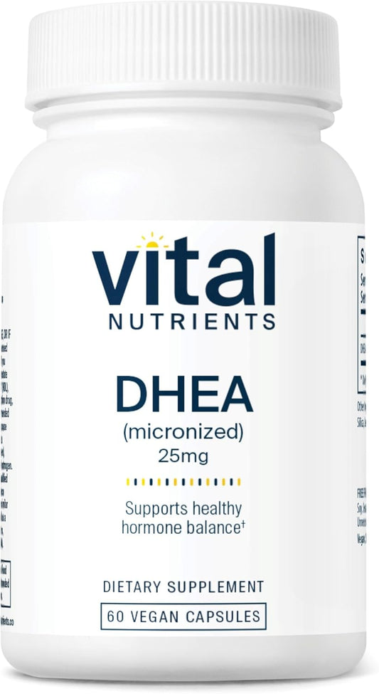 Vegan Micronized DHEA 25mg Supplement for Hormone Balance & Metabolism Support - Gluten, Dairy, Soy Free - 60 Capsules