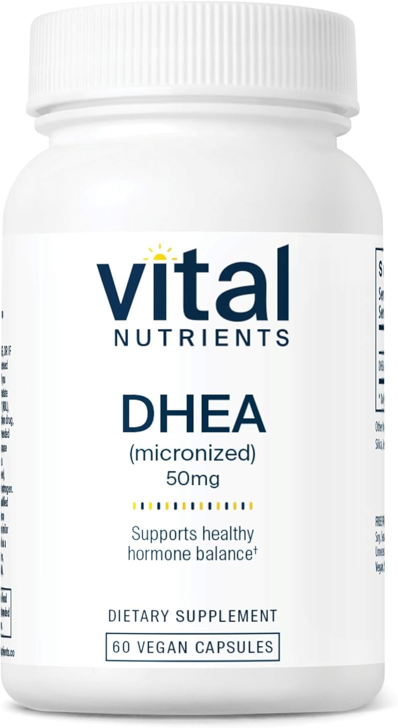 Vegan Micronized DHEA 50mg Capsules for Hormone Balance & Metabolism Support - Gluten, Dairy, Soy Free - 60 Count
