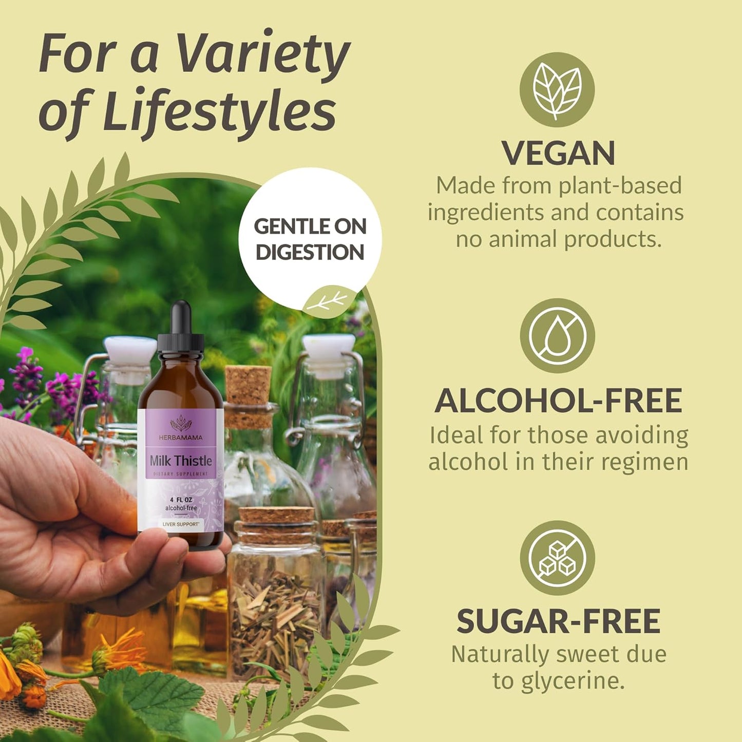 Vegan Milk Thistle Liver Detox Drops - Non-GMO Liver Cleanse Support Supplement - Alcohol & Sugar-Free Tincture, 56-Day Supply