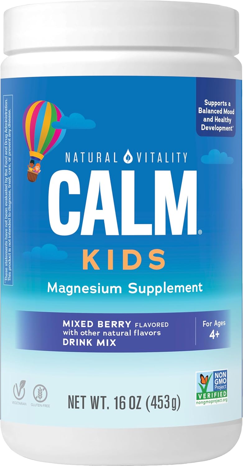Vegan Mixed Berry Flavored Natural Vitality Calm Sleep Aid Drink Mix with Magnesium Citrate, GABA - 16 oz.