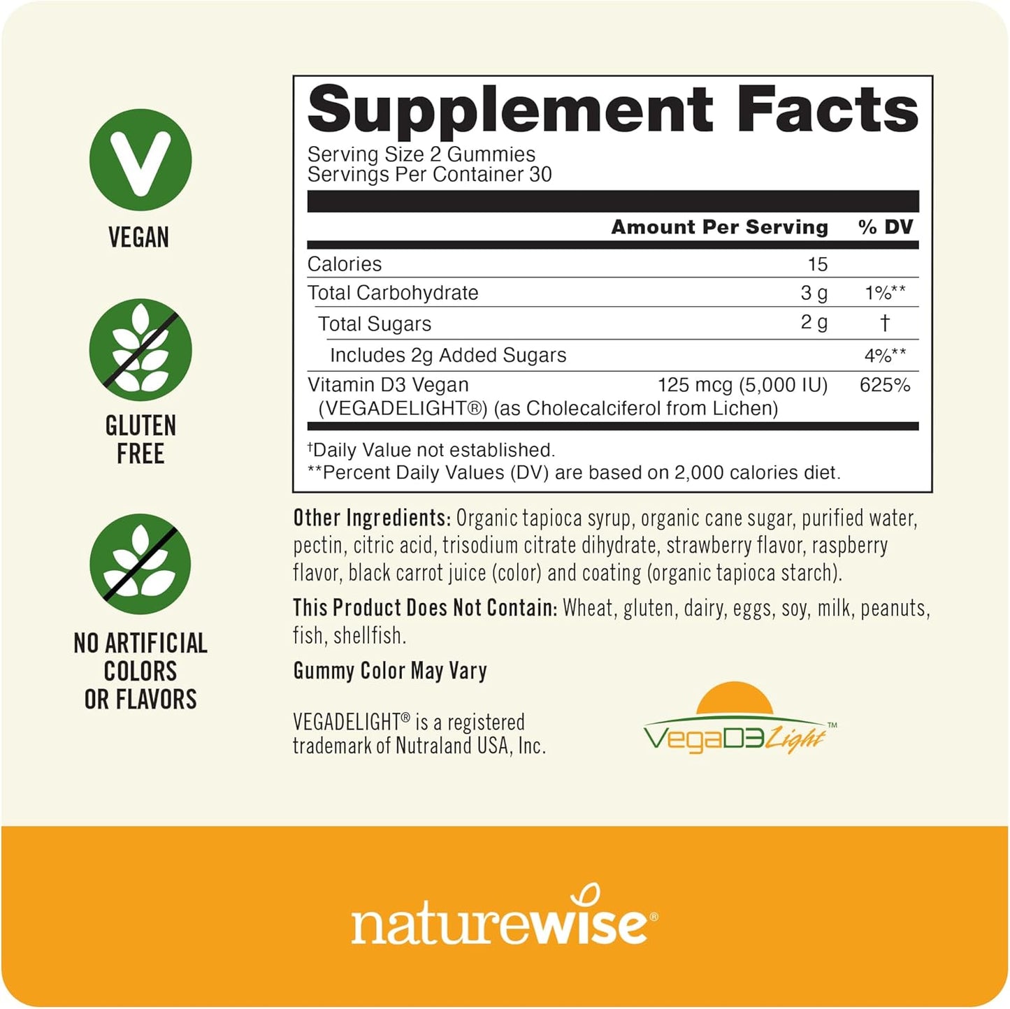 Vegan Mixed Berry Vitamin D3 Gummies for Adults - 5000 IU - Immune, Muscle & Bone Support - Gluten-Free - 60 Count