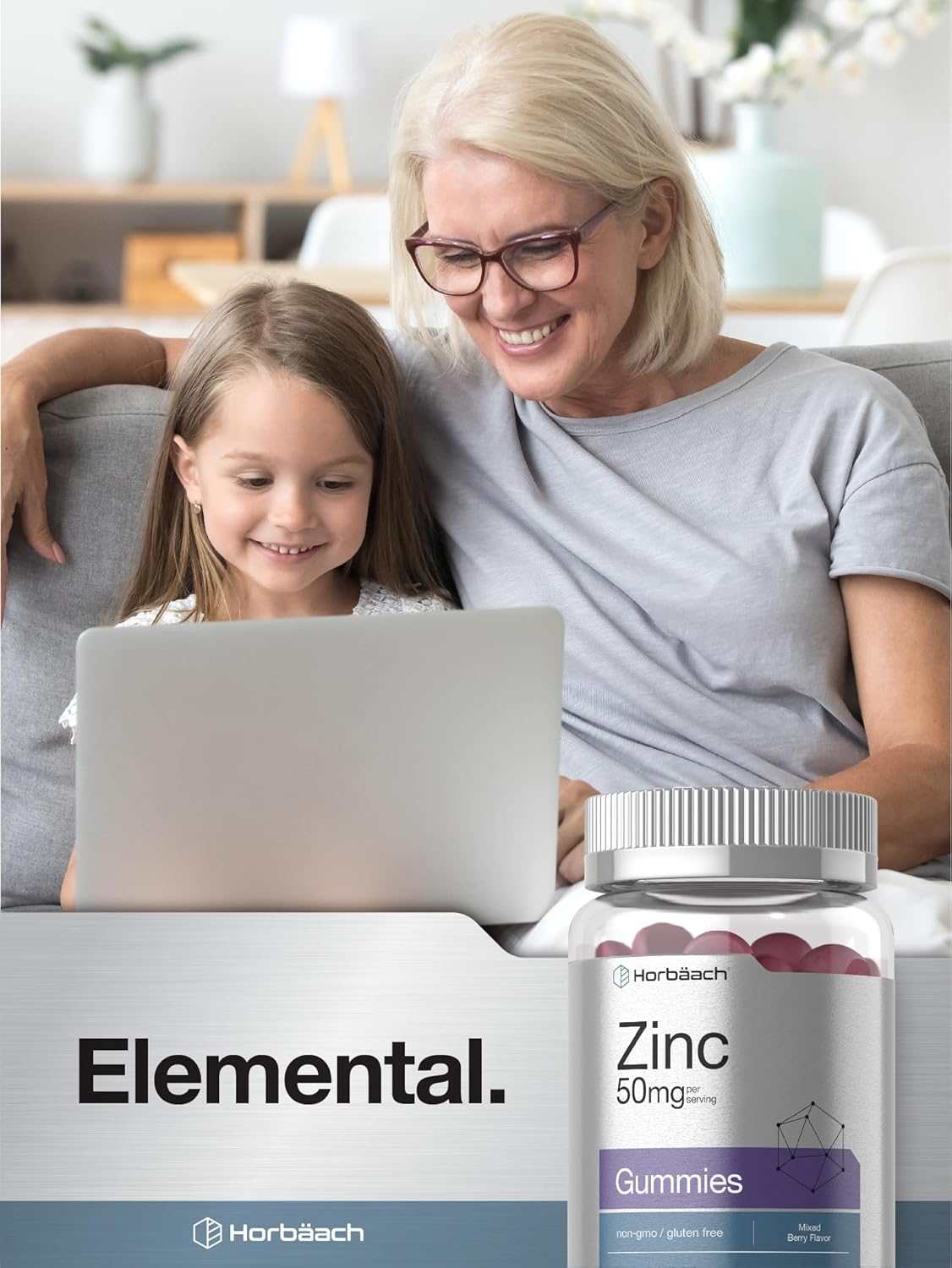 Vegan Mixed Berry Zinc Gummies - 50mg - Non-GMO & Gluten Free - 70 Count - Zinc Citrate Dietary Supplement