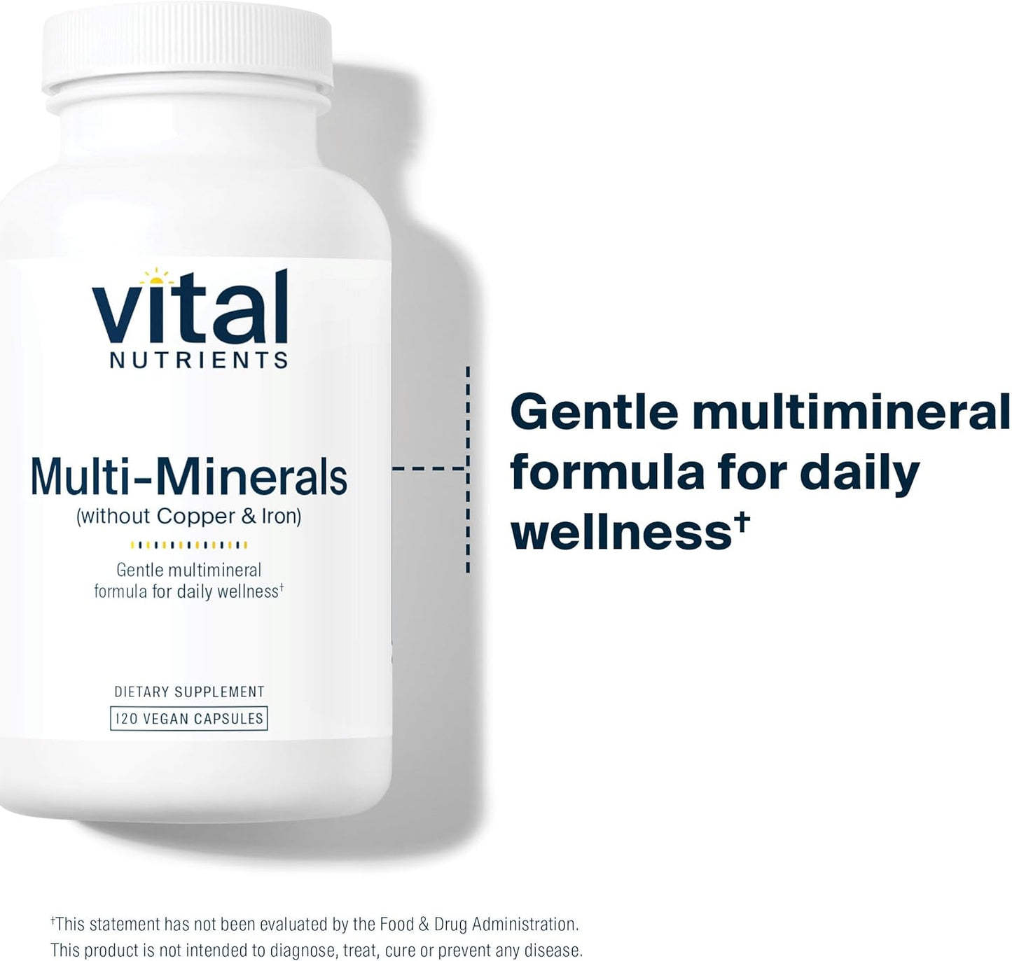 Vegan Multi-Mineral Supplement with Citrate/Malate Formula, No Copper or Iron - 120 Capsules, Non-GMO, Gluten, Dairy, Soy Free