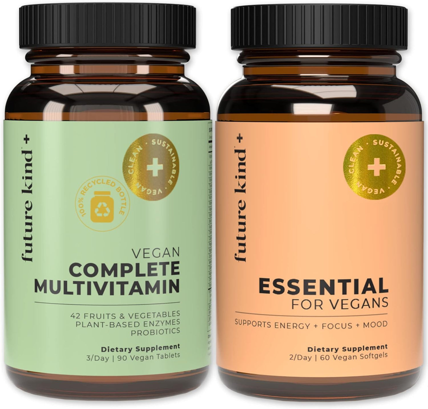 Vegan Multivitamin Bundle with B12, Omega 3, and Vitamin D3 - Complete 42 Vitamin Supplement for Men and Women