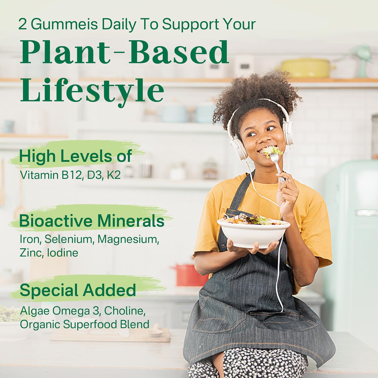 Vegan Multivitamin Gummies with NEVISS Vitamin D3 5000iu & K2 200mcg Gummies - Plant-Based Immune Support