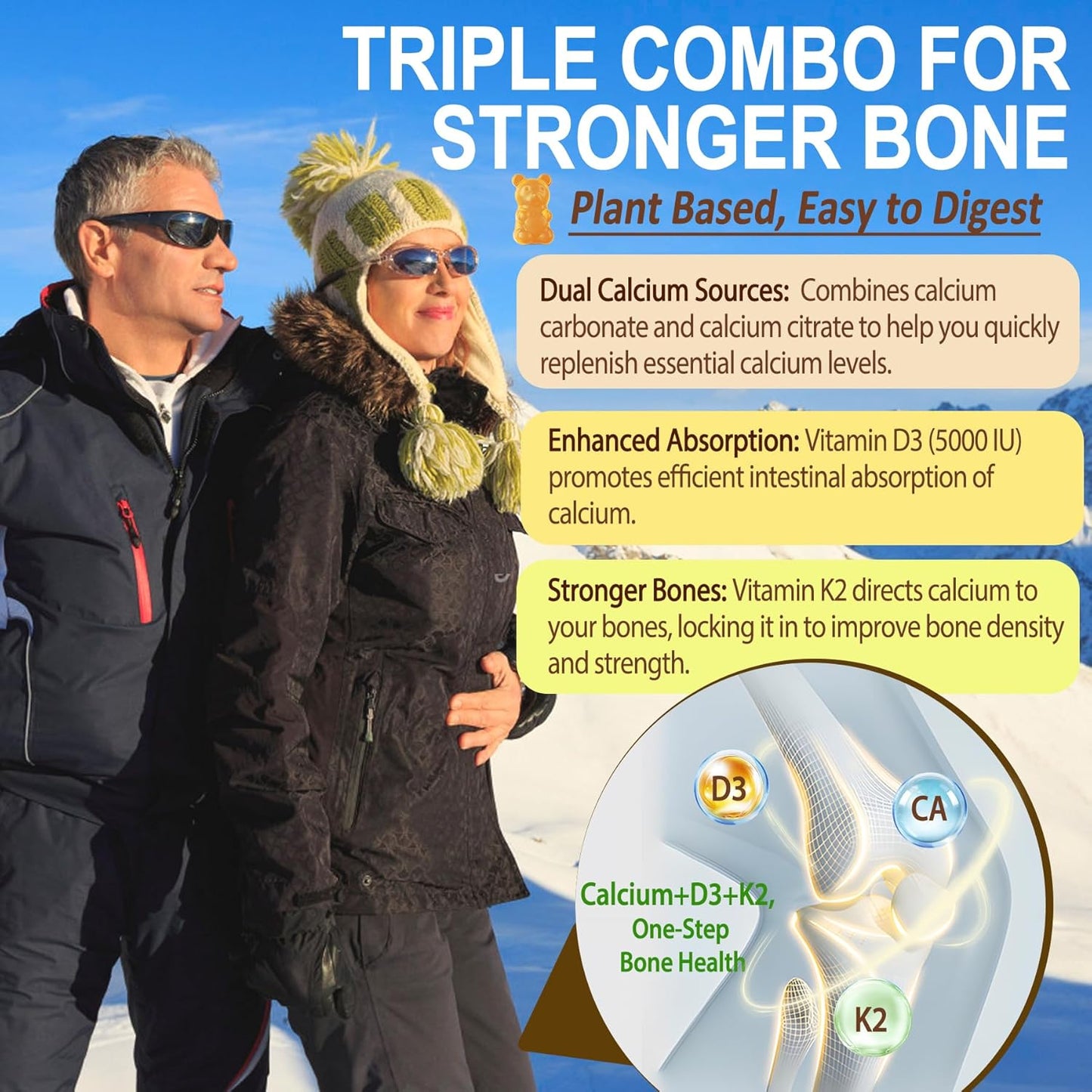 Vegan Multivitamin Gummies with NEVISS Vitamin D3 5000iu & K2 200mcg Gummies - Plant-Based Immune Support