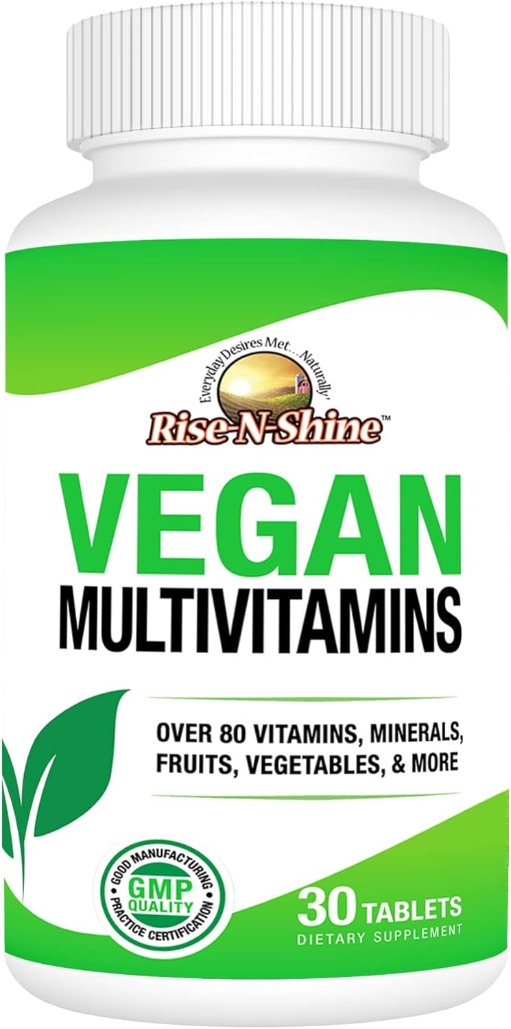 Vegan MultiVitamins Complete Daily Supplement for Men and Women - Over 80 Vitamins, Minerals, Fruits, Vegetables - 30 Count