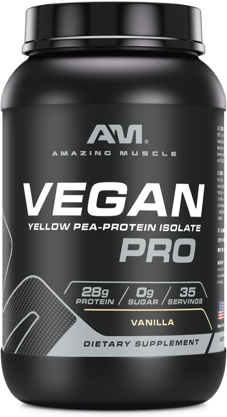 Vegan Muscle Protein Powder | 28g Protein | 34 Servings | No Sugar | Pea Protein Isolate | USA Made (3 Lb, Vanilla)