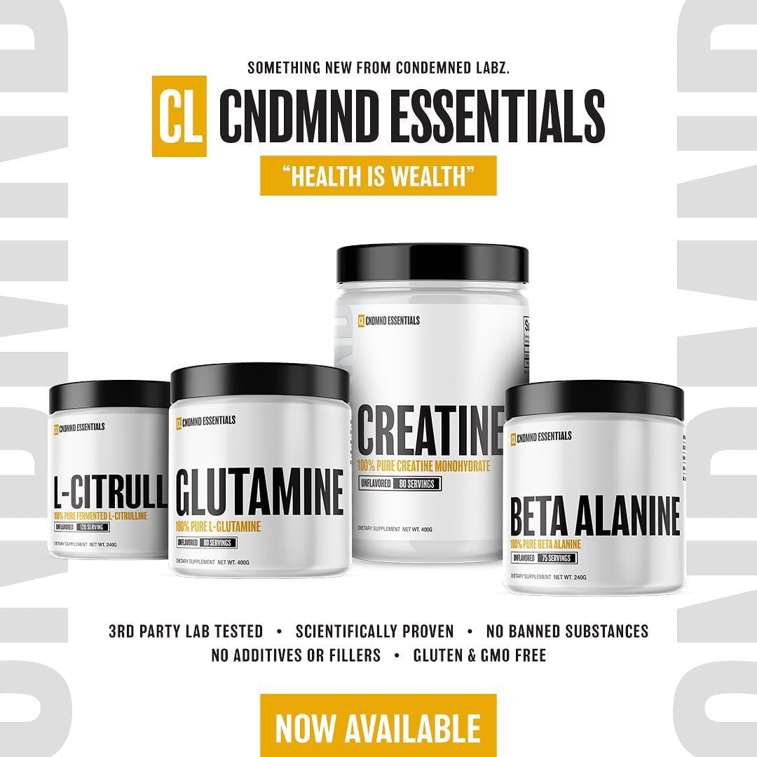 Vegan Nitric Oxide Booster Powder for Endurance | Condemned Labz L-Citrulline | Gluten Free | 120 Servings | Unflavored