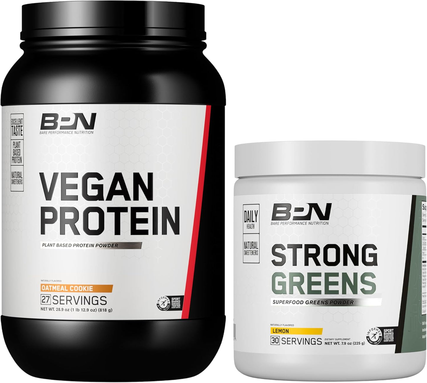 Vegan Oatmeal Cookie Protein + Strong Greens Lemon Bundle by BARE PERFORMANCE NUTRITION BPN