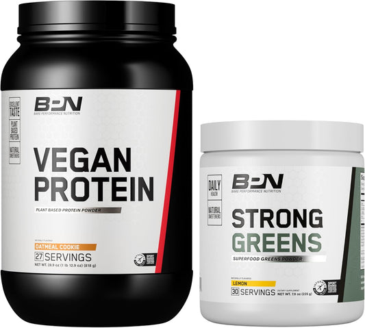 Vegan Oatmeal Cookie Protein + Strong Greens Lemon Bundle by BARE PERFORMANCE NUTRITION BPN