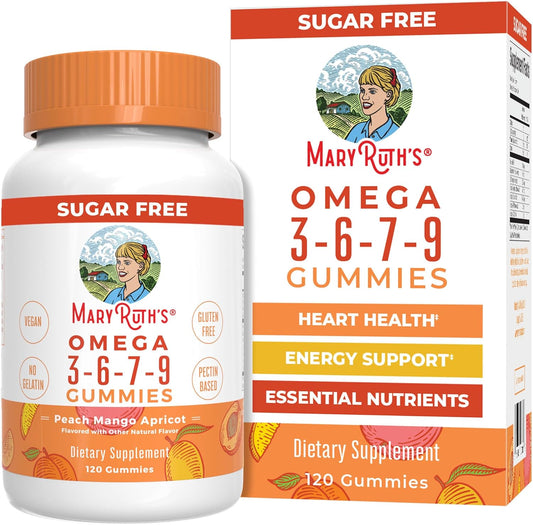 Vegan Omega 3 6 7 9 Gummies with Flaxseed Oil | 4 Month Supply | Non-Fishy Taste | Non-GMO | 120 Count