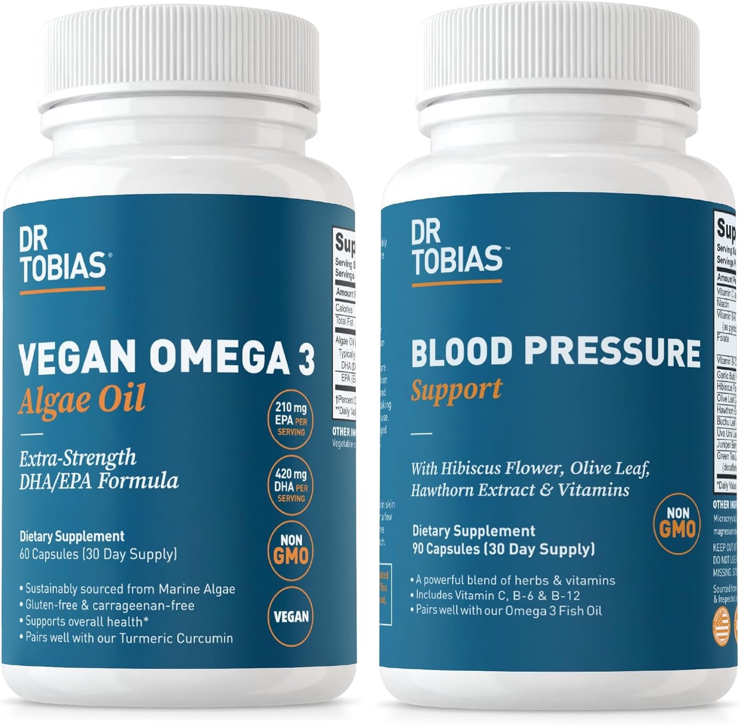 Vegan Omega-3 Algae Oil Supplement for Blood Pressure Support and Overall Wellness, Non-GMO Formula with Gut Immune Function Support