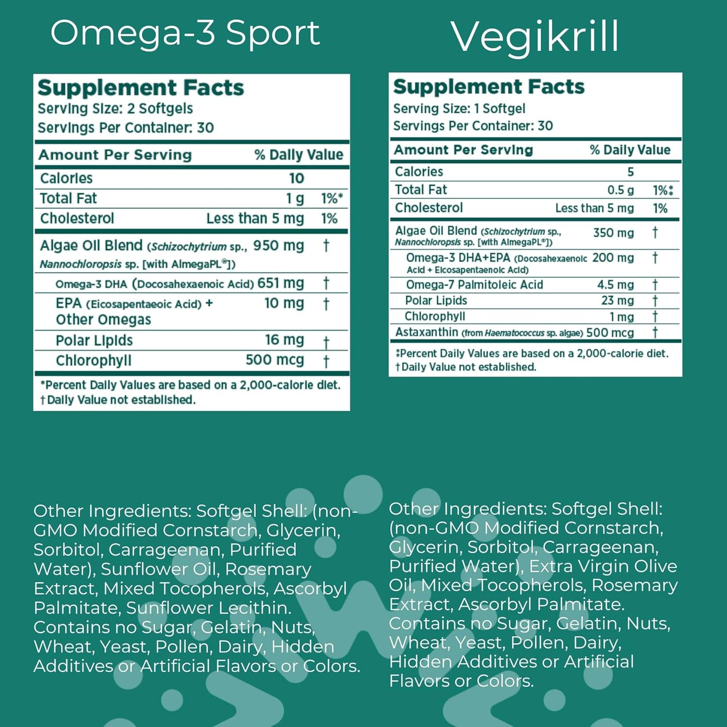 Vegan Omega-3 Bundle: Sport & Vegikrill Algae Oil, 30 Servings - EPA, DHA, Fish Oil Alternative