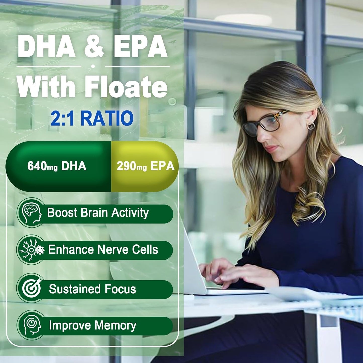 Vegan Omega 3 Gummies with DHA, EPA, CoQ10, Astaxanthin, Vitamin E, A, D3 - Brain, Eye, Bone Support - Sugar Free - 120 Count