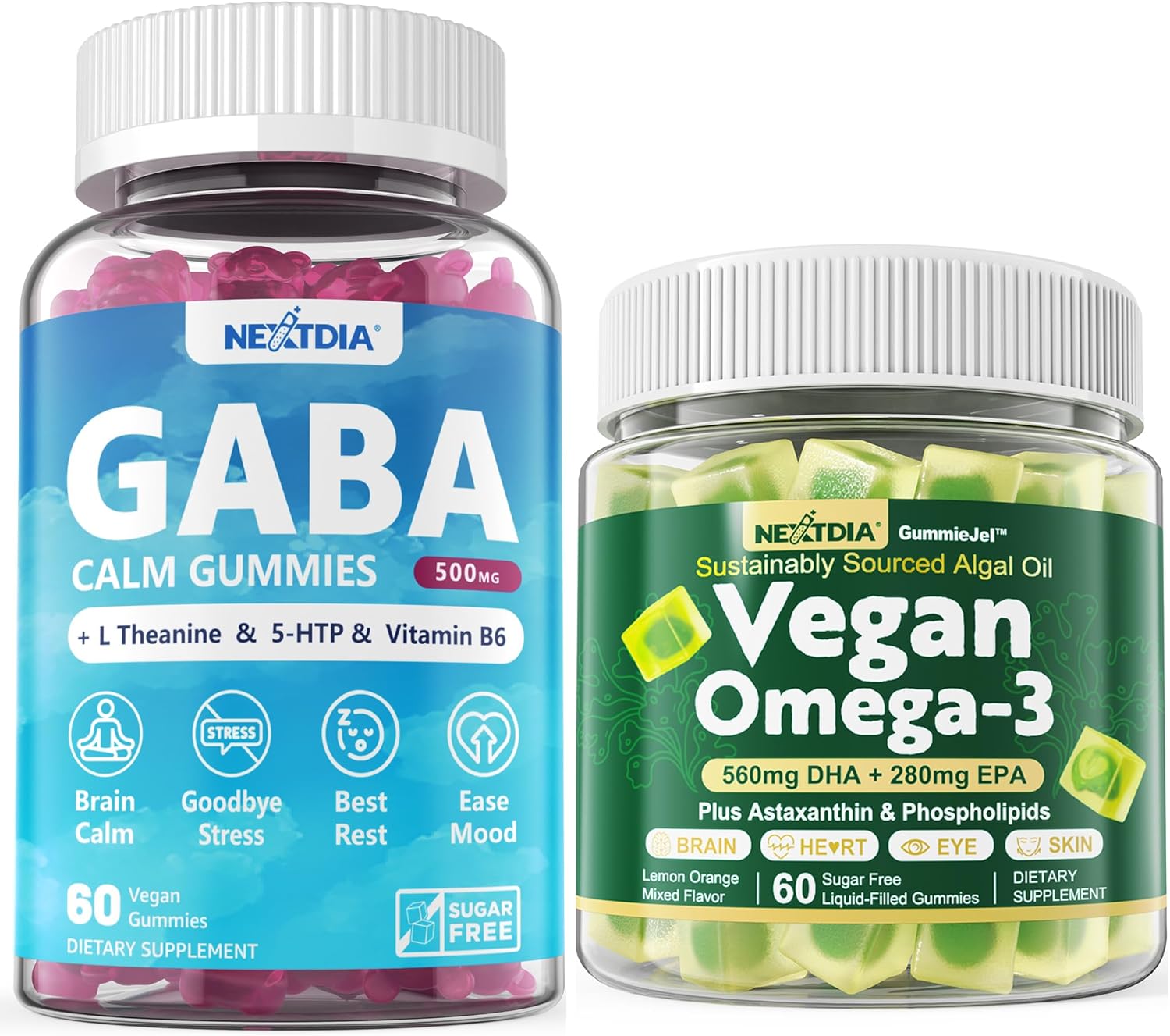 Vegan Omega 3 Gummies with GABA Sugar Free Bundle - 3 Pack