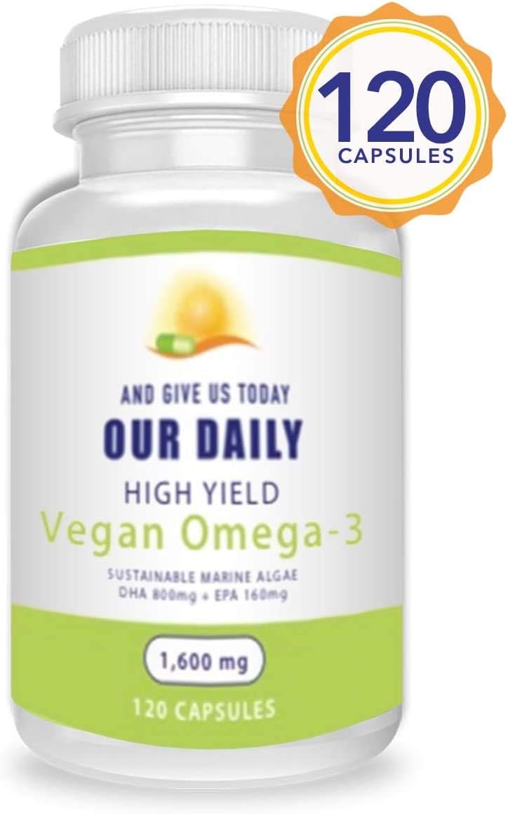 Vegan Omega-3 Supplement for Eye Health & Wellness - Plant-Based DHA & EPA Fatty Acids - Carrageenan Free Softgels - Marine Algal Source