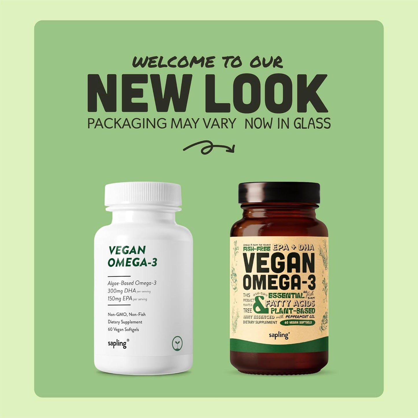 Vegan Omega 3 Supplement with DHA & EPA Fatty Acids from Sustainably Sourced Algae - Plant Based Alternative to Fish Oil for Heart, Brain, Joint Health - Carrageenan Free - 60 Softgels