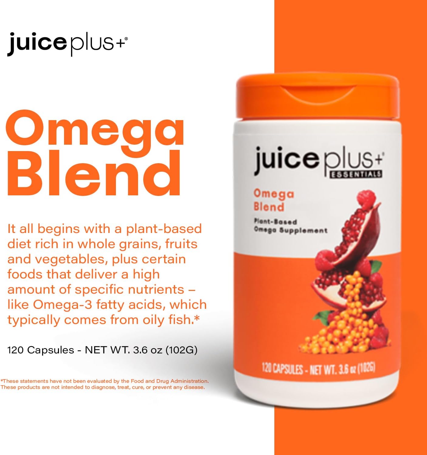 Vegan Omega Blend Capsules with DHA, ALA & EPA - No Fish, No Aftertaste - Algae & Seed Omega 3, 5, 6, 7 & 9 Fatty Acids for Brain & Vision - 120 ct.