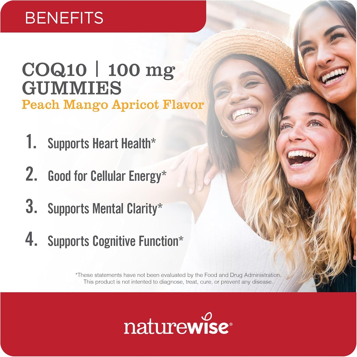 Vegan Peach Mango CoQ10 Gummies - 100mg Heart Health Supplement - Antioxidant Activity - Non-GMO - 180 Count