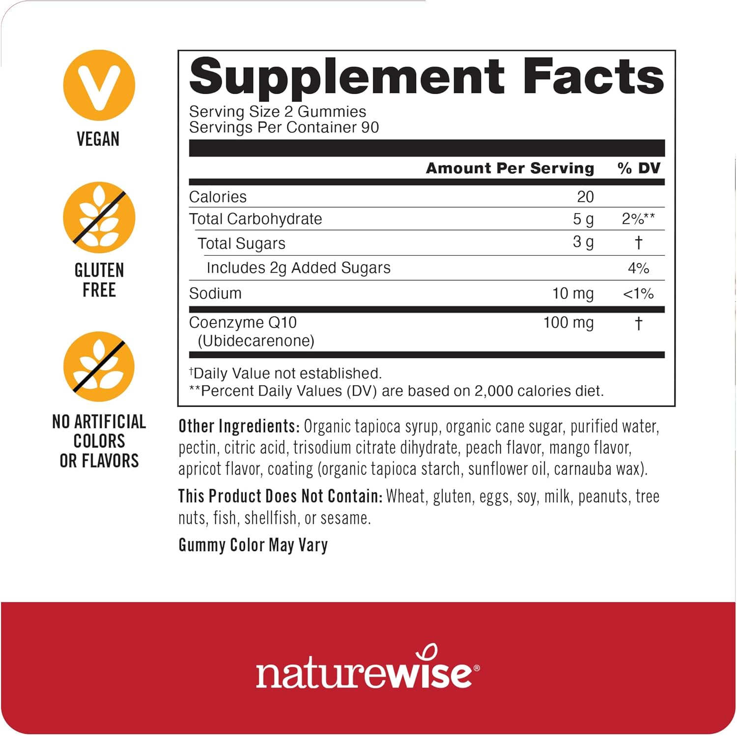 Vegan Peach Mango CoQ10 Gummies - 100mg Heart Health Supplement - Antioxidant Activity - Non-GMO - 180 Count