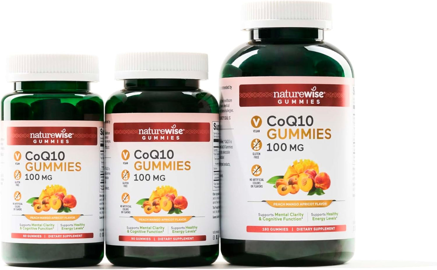 Vegan Peach Mango CoQ10 Gummies - 100mg Heart Health Supplement - Antioxidant Activity - Non-GMO - 180 Count