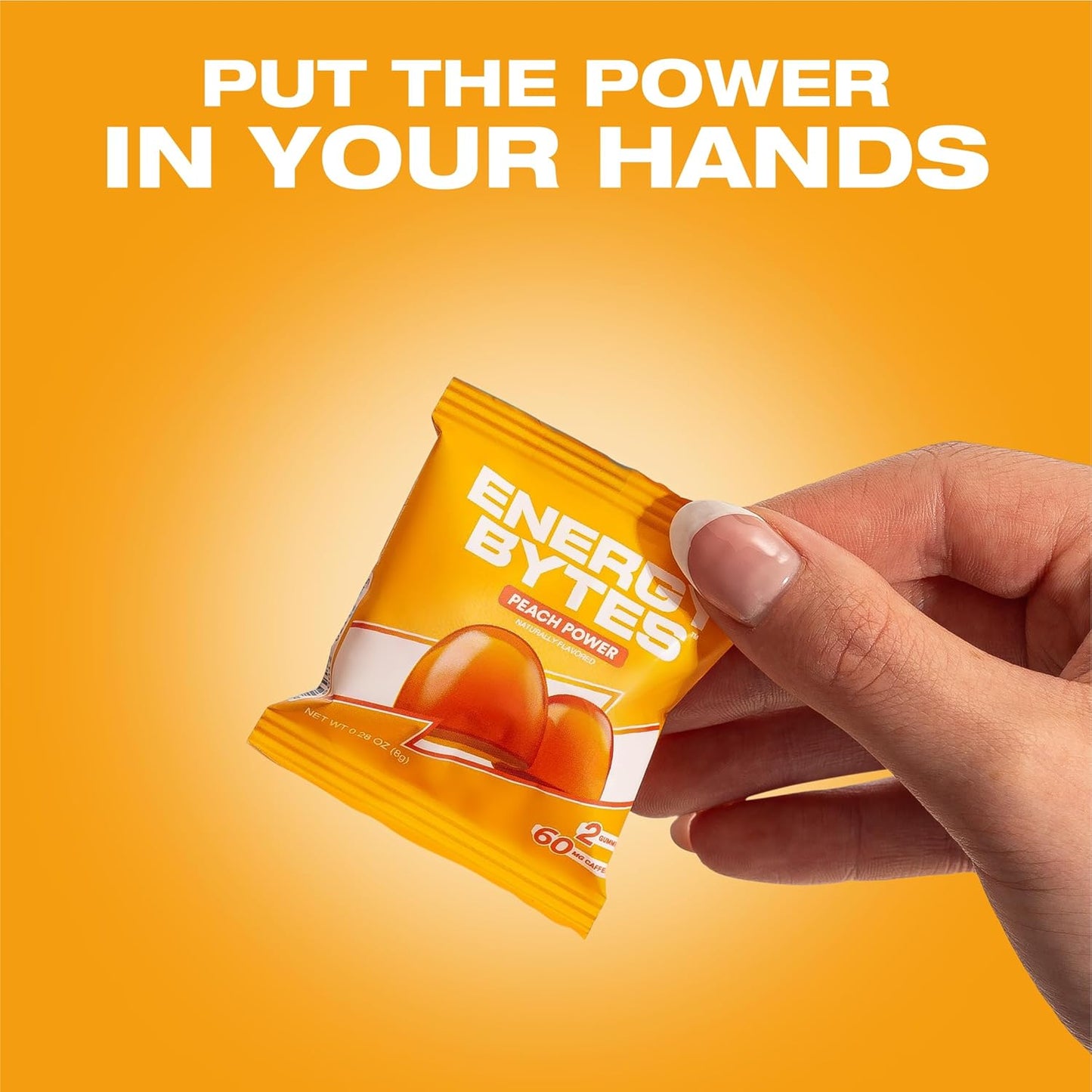 Vegan Peach Power Energy Gummies for Running, Cycling, and Sports Performance - Low Sugar, Instant Energy Boost - 12 Pack