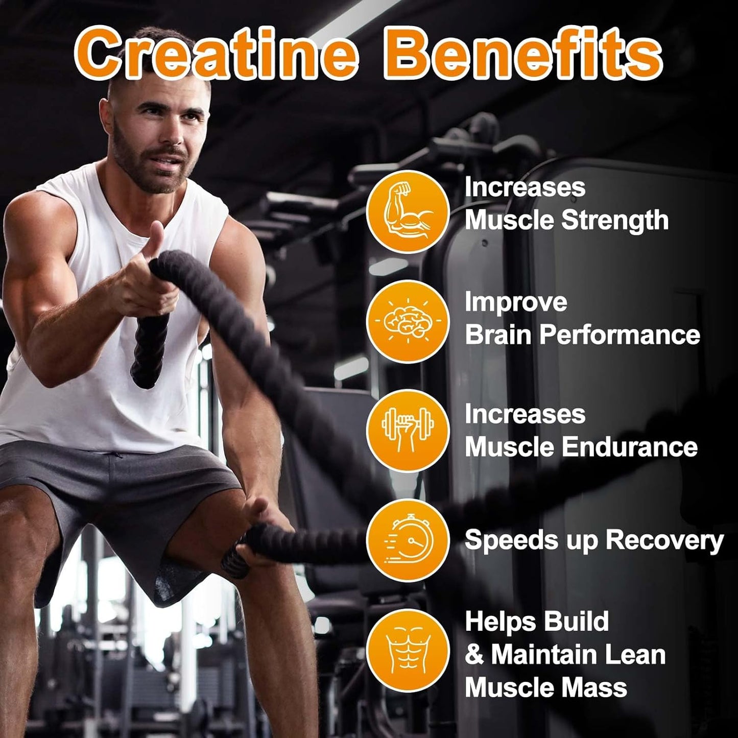 Vegan Pineapple Creatine Gummies 120 CT - 5.6g Creatine Monohydrate per Serving - Sugar Free - Muscle Support & Energy Boost - Men & Women