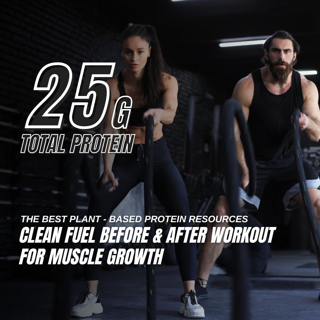 Vegan Plant Protein Powder - 25g Protein, 3.6g BCAAs, 18g EAAs - Quick Absorbing, Chocolate Milkshake - 2lb, 28 Servings