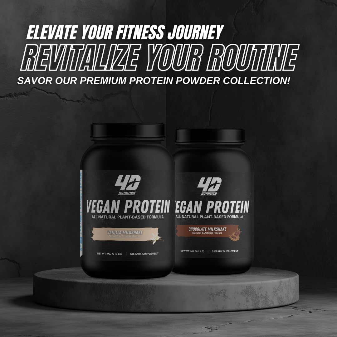 Vegan Plant Protein Powder - 25g Protein, 3.6g BCAAs, 18g EAAs - Quick Absorbing, Chocolate Milkshake - 2lb, 28 Servings