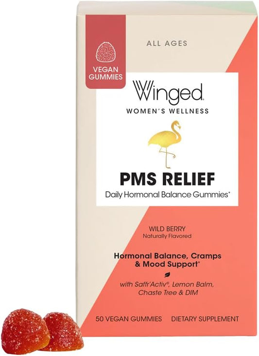 Vegan PMS Relief Gummies - Hormone Balance and Symptom Relief - Daily Dietary Supplement for Women - 50 Count