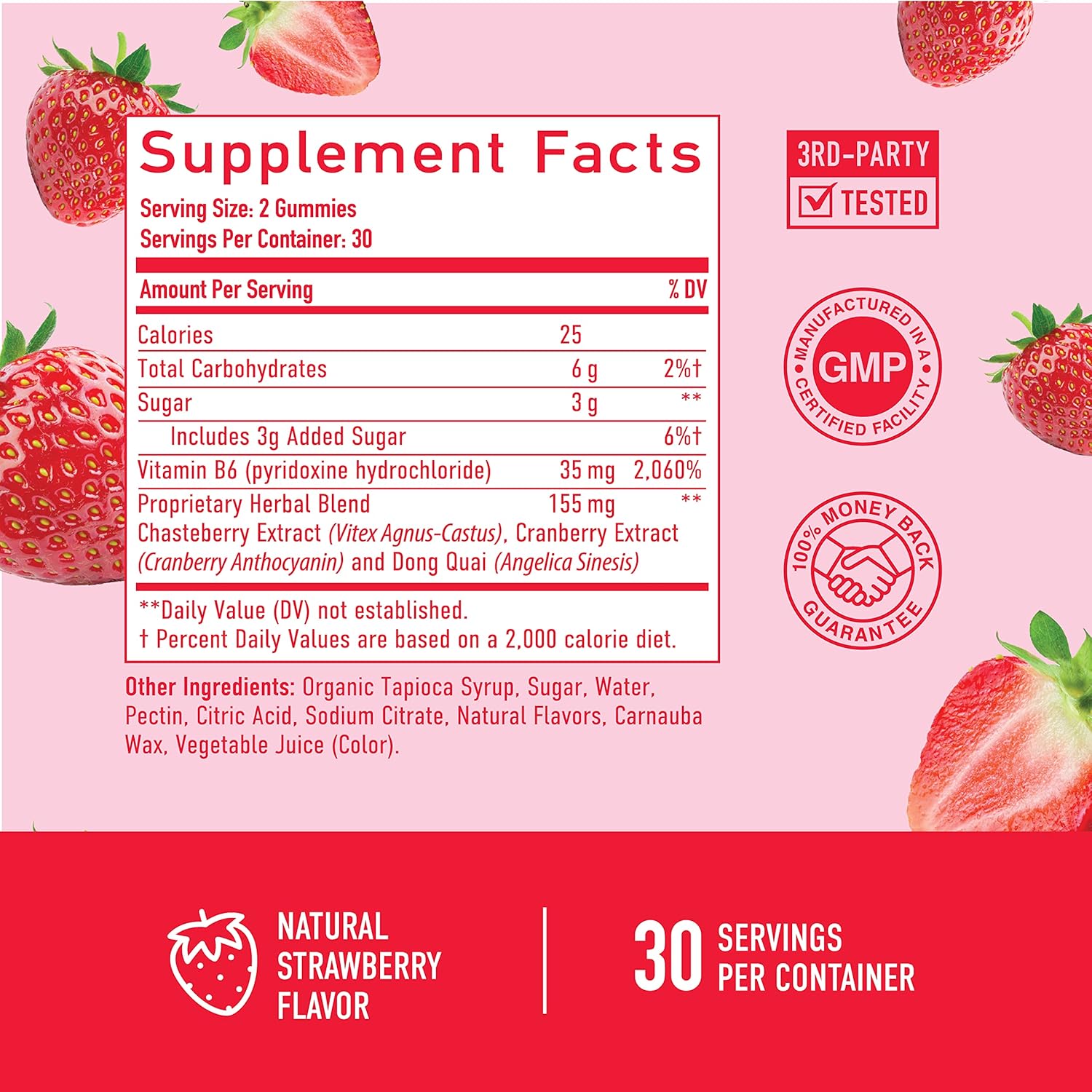 Vegan PMS Relief Gummies with Chasteberry, Dong Quai, Cranberry, Vitamin B6 | Hormone Balance & Period Support for Women