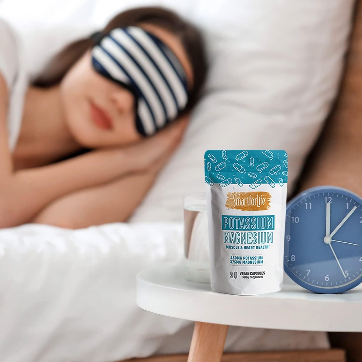 Vegan Potassium Magnesium Supplement for Vascular Health - 90 Capsules for Leg Cramps and Sleep