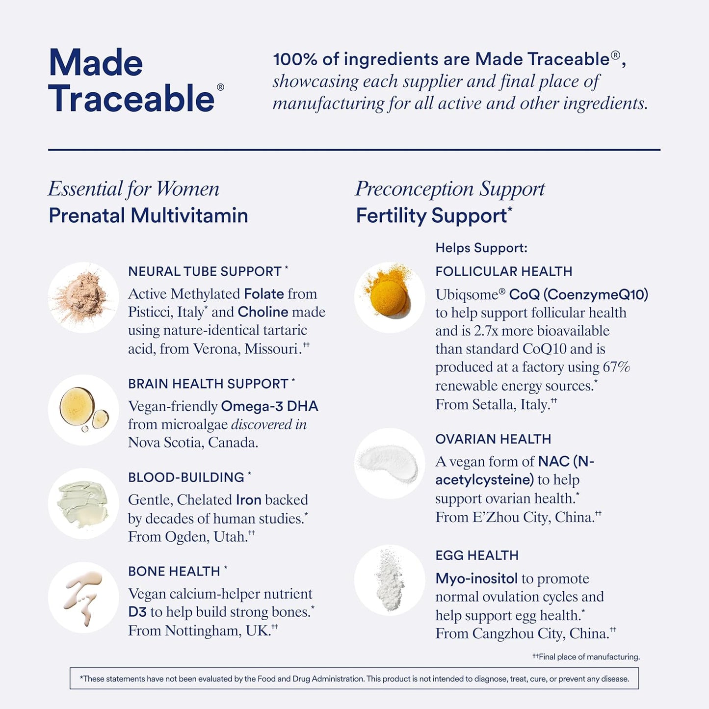 Vegan Preconception Bundle for Women: Prenatal Multivitamin and Fertility Support Supplement with NAC, CoQ10, and Myo-Inositol to Boost Her Health*