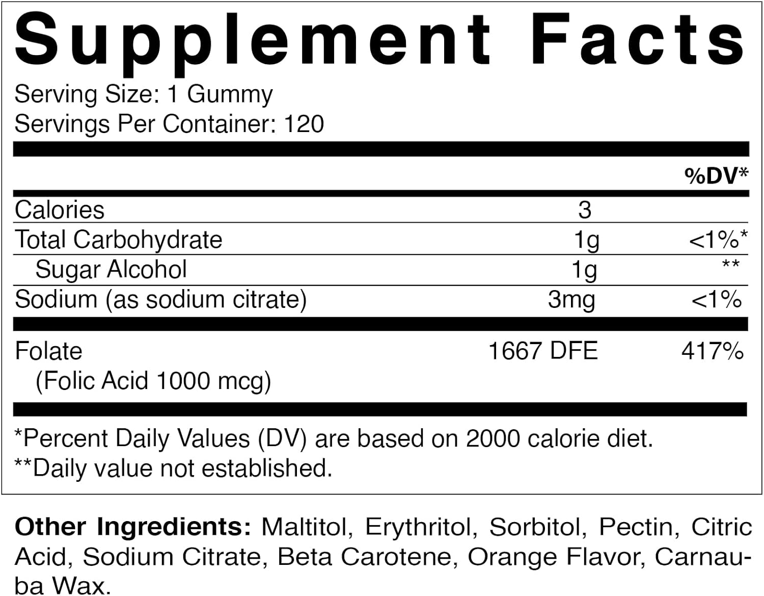 Vegan Prenatal Folic Acid Gummies - 1000 mcg (1 mg) Vitamin B9 for Mom & Baby - 120 Gummies