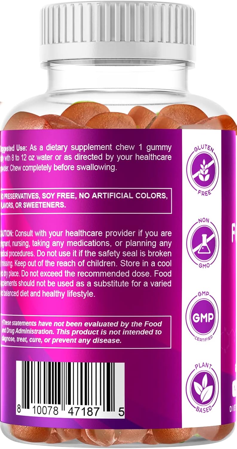 Vegan Prenatal Folic Acid Gummies - 1000 mcg (1 mg) Vitamin B9 for Mom & Baby - 120 Gummies