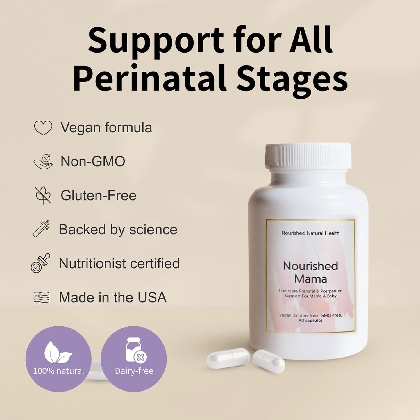 Vegan Prenatal Multi Vitamin for Pregnancy & Breastfeeding - Iron-Free with Folate & Choline - 270 Capsules