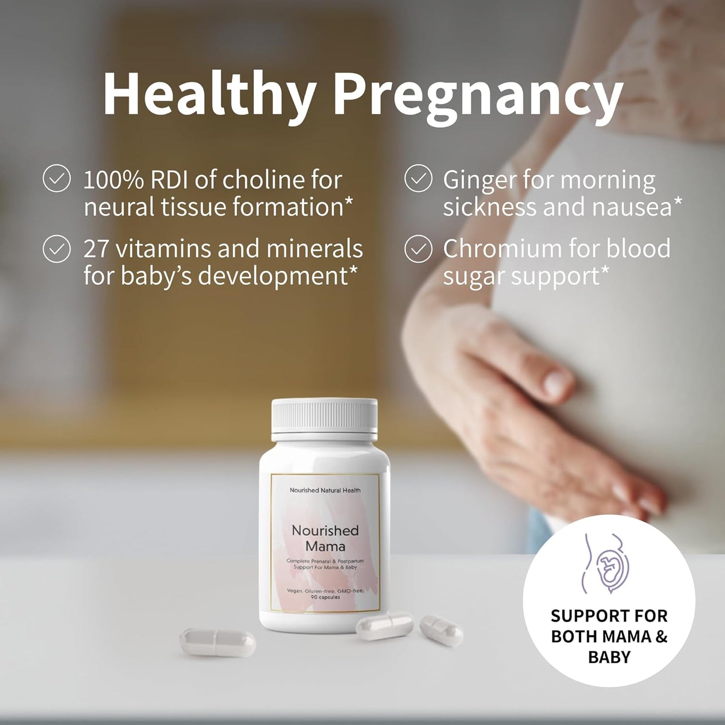 Vegan Prenatal Multi Vitamin for Pregnancy & Breastfeeding - Iron-Free with Folate & Choline - 270 Capsules