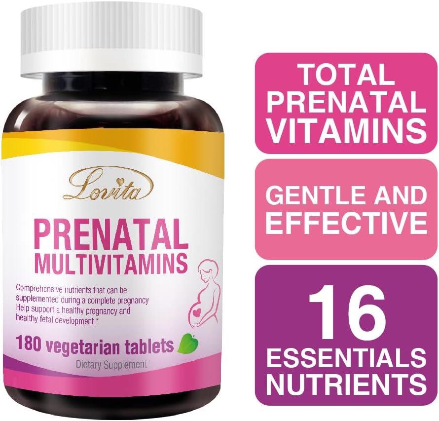 Vegan Prenatal Vitamins with Iron, Folic Acid, & Calcium - Non GMO, 180 Vegetarian Pills (3-Pack)