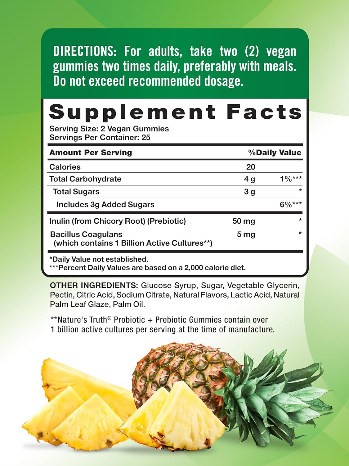 Vegan Probiotic Gummies for Adults | 50 Count | Non-GMO & Gluten Free Digestive Health Supplement by Nature's Truth