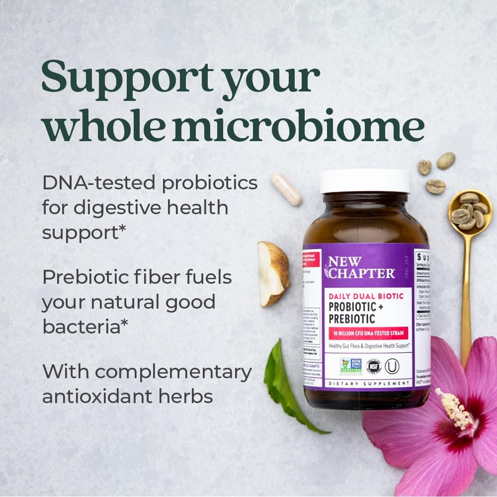 Vegan Probiotic + Prebiotic for Digestive & Microbiome Health - 60 Count