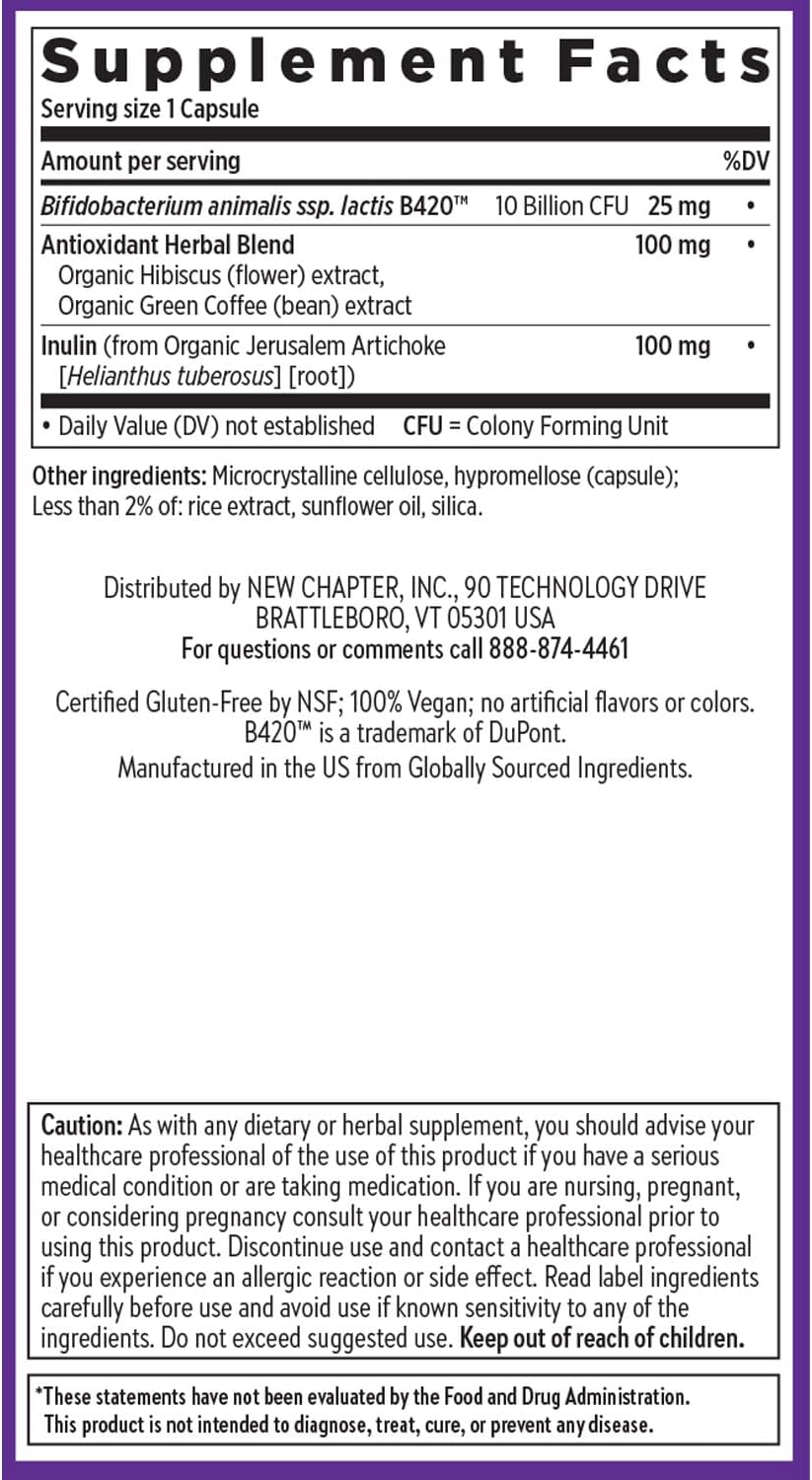 Vegan Probiotic + Prebiotic for Digestive & Microbiome Health - 60 Count