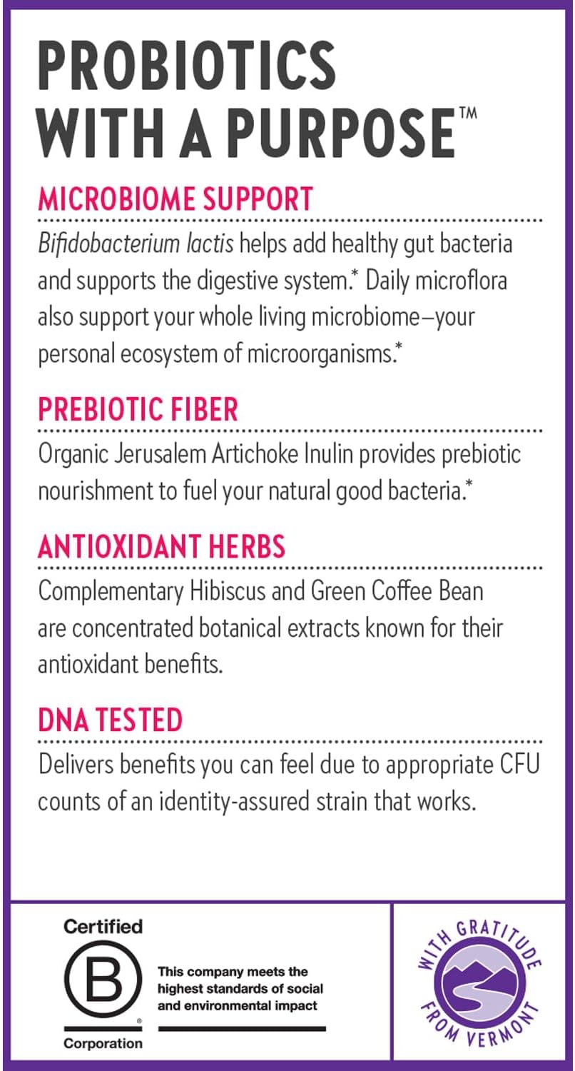 Vegan Probiotic + Prebiotic for Digestive & Microbiome Health - 60 Count