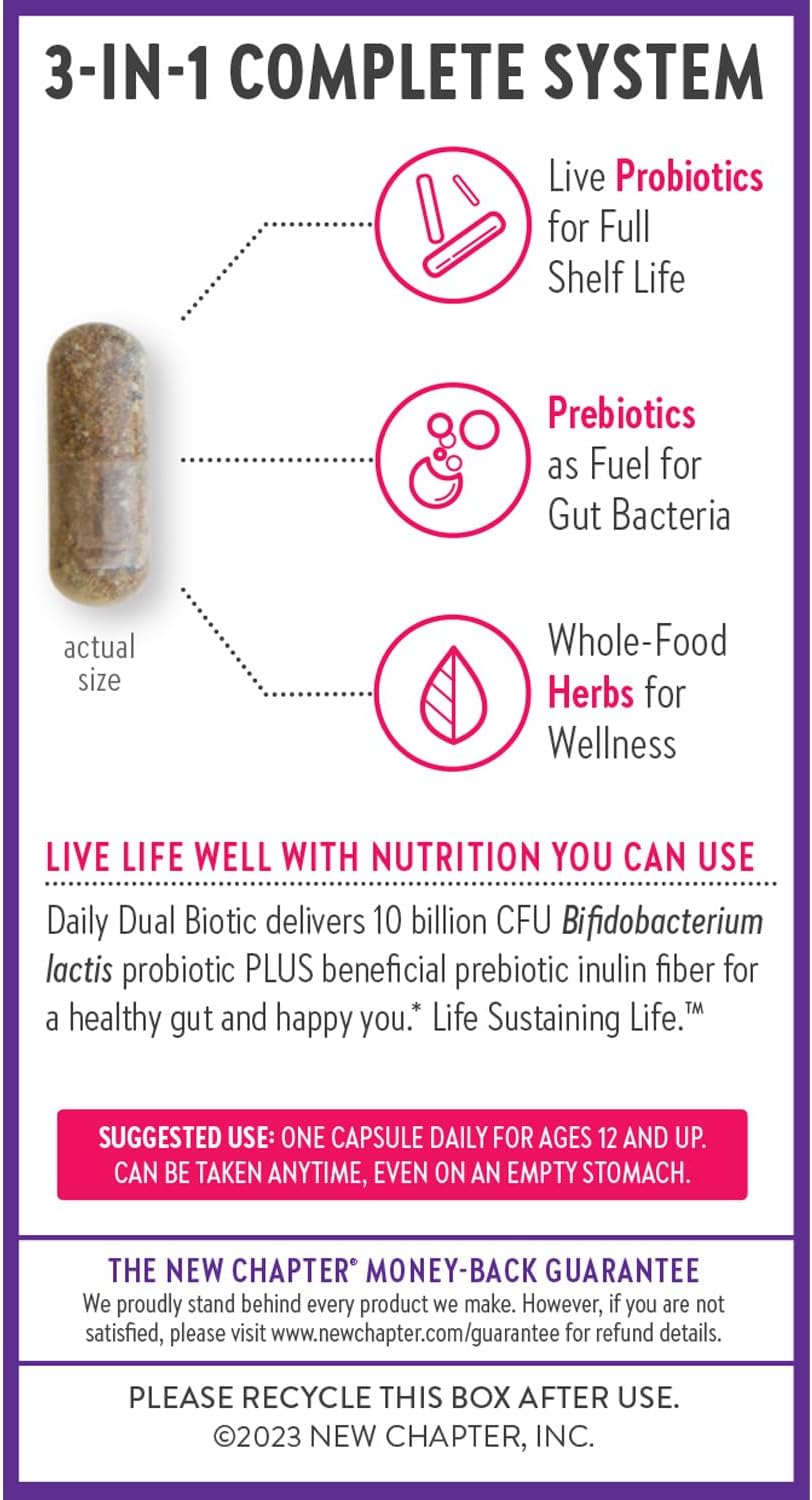 Vegan Probiotic + Prebiotic for Digestive & Microbiome Health - 60 Count