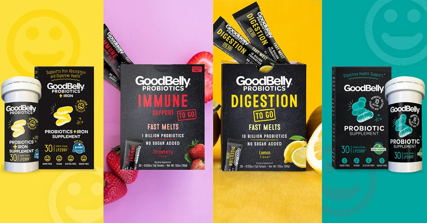 Vegan Probiotic Supplement with 10 Billion Live Cultures for Digestive Health & Iron Absorption - 30 Capsules