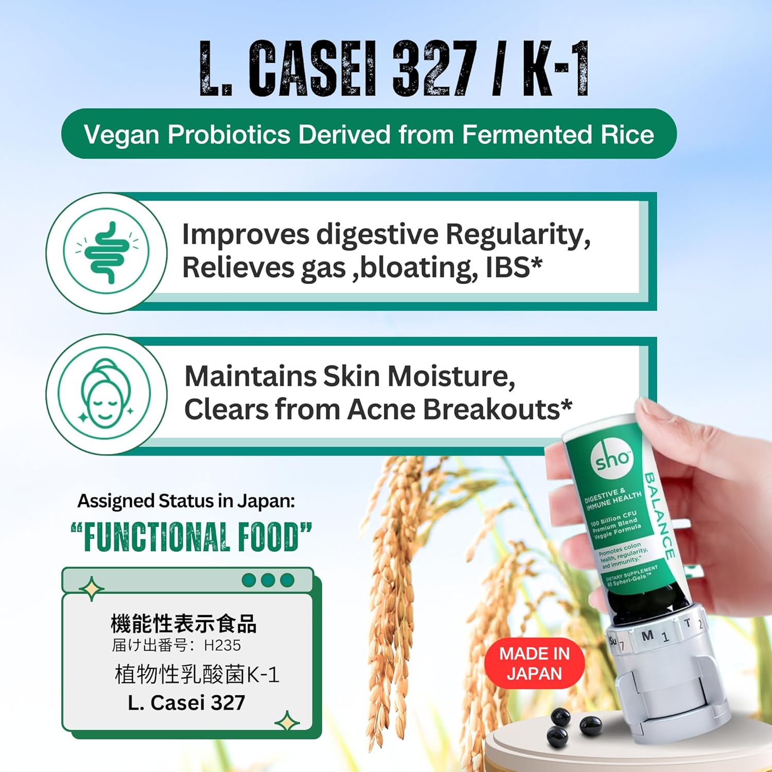 Vegan Probiotic Supplement with 100 Billion CFU for Gut Health - Lactobacillus Casei - 60 Pills - Women & Men Friendly