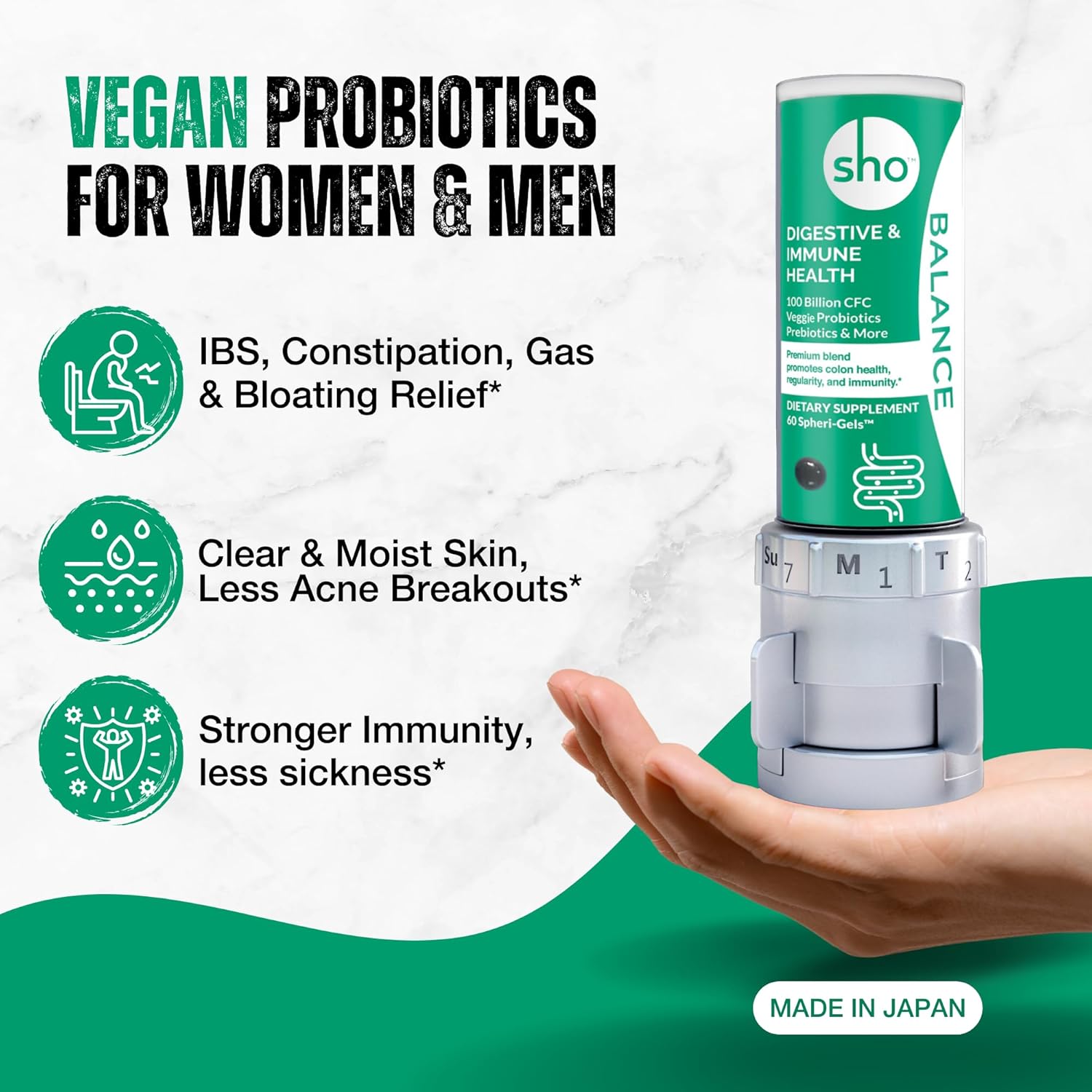 Vegan Probiotic Supplement with 100 Billion CFU for Gut Health - Lactobacillus Casei - 60 Pills - Women & Men Friendly