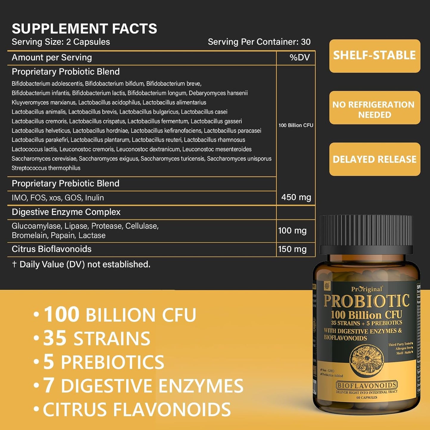 Vegan Probiotic Supplement with 220 Billion CFU for Gut & Digestive Health