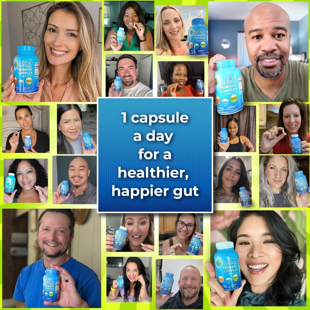 Vegan Probiotics with Enzymes and Prebiotic, 3-in-1 Digestive Support Bundle with Plant-Based Calcium 500mg